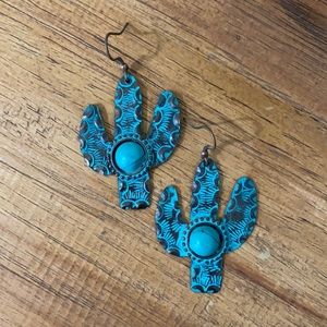Copper Cactus Dangle Earrings
